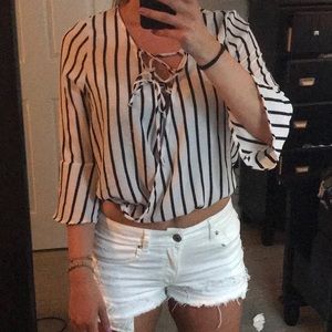 Black and white pinstripe top